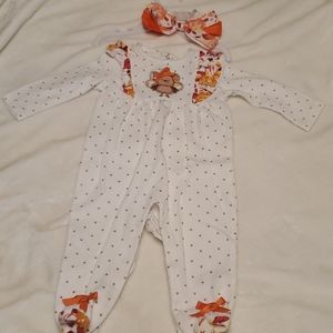6 month turkey Thanksgiving pajamas baby g…
